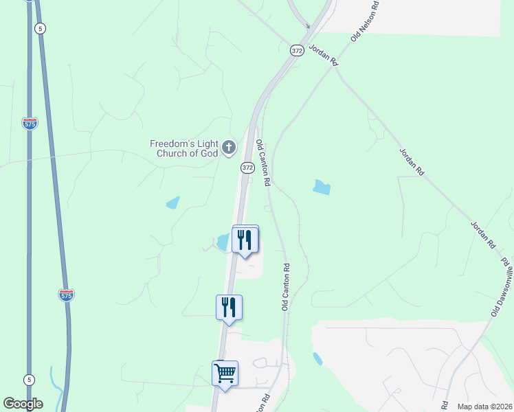 map of restaurants, bars, coffee shops, grocery stores, and more near 10148 Ball Ground Highway in Ball Ground