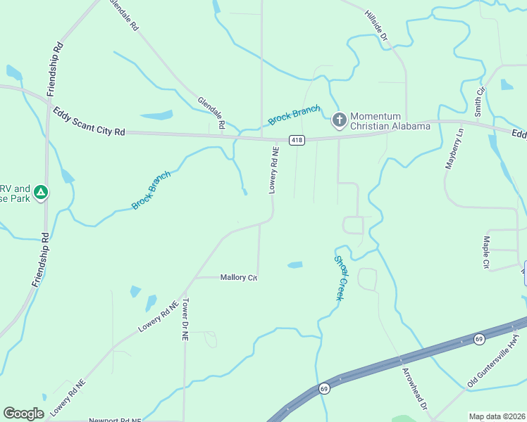 map of restaurants, bars, coffee shops, grocery stores, and more near 1875 Lowery Road Northeast in Arab