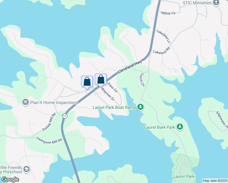 map of restaurants, bars, coffee shops, grocery stores, and more near 2695 Pass Circle in Gainesville