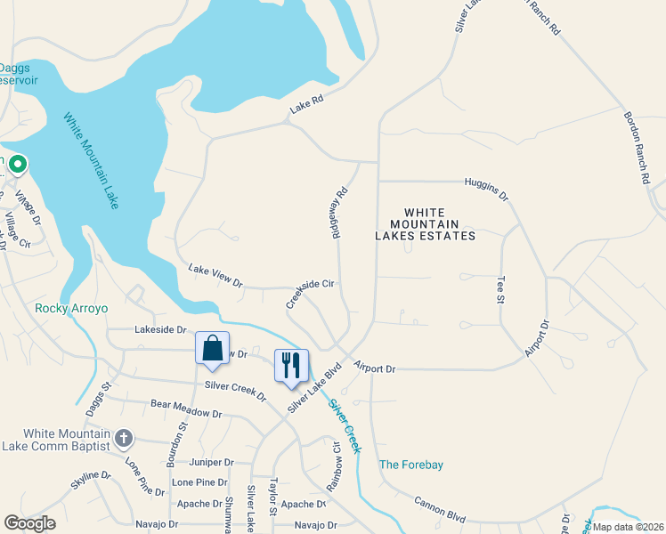 map of restaurants, bars, coffee shops, grocery stores, and more near 1968 Ridgeway Road in Show Low