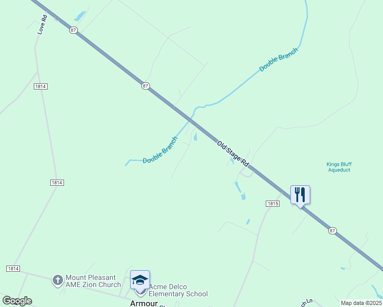 map of restaurants, bars, coffee shops, grocery stores, and more near 4897 Old Stage Road in Riegelwood