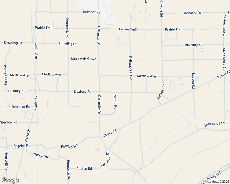 map of restaurants, bars, coffee shops, grocery stores, and more near Merito Road in Oak Hills
