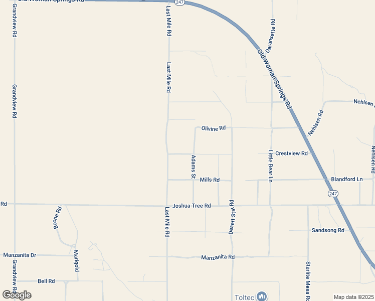 map of restaurants, bars, coffee shops, grocery stores, and more near 51360 Desert View Lane in Johnson Valley