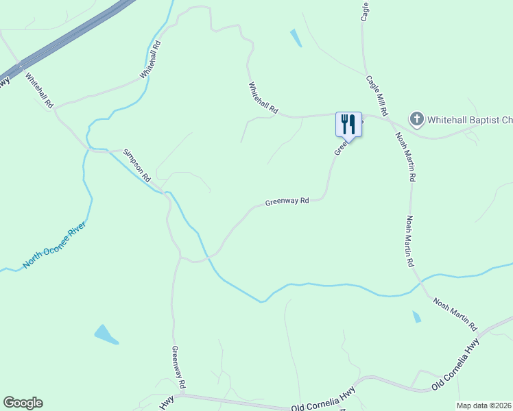 map of restaurants, bars, coffee shops, grocery stores, and more near 4193 Greenway Road in Gainesville