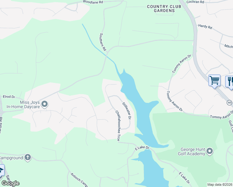 map of restaurants, bars, coffee shops, grocery stores, and more near 3080 Stillwater Drive in Gainesville