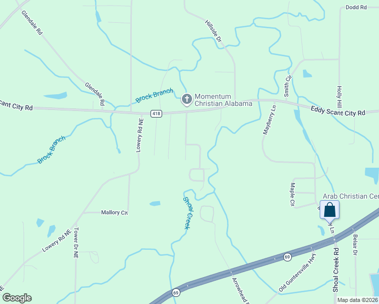 map of restaurants, bars, coffee shops, grocery stores, and more near 208 Temple Crossing in Arab