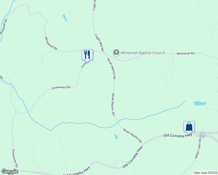 map of restaurants, bars, coffee shops, grocery stores, and more near 4543 Noah Martin Rd in Lula