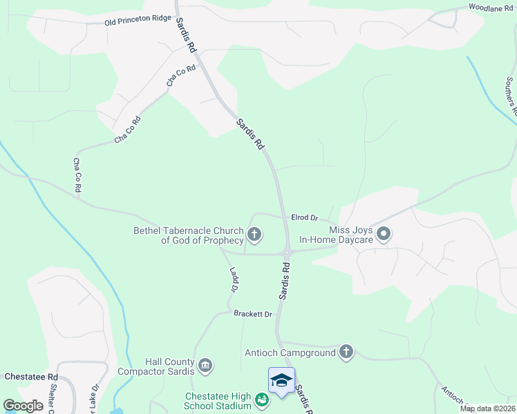 map of restaurants, bars, coffee shops, grocery stores, and more near 4149 Sardis Road in Gainesville