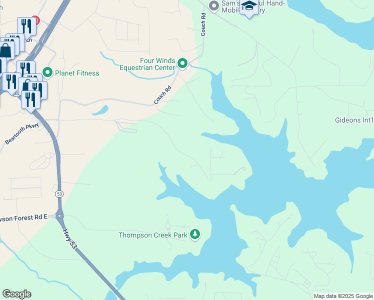 map of restaurants, bars, coffee shops, grocery stores, and more near 783 Elliott Road in Dawsonville