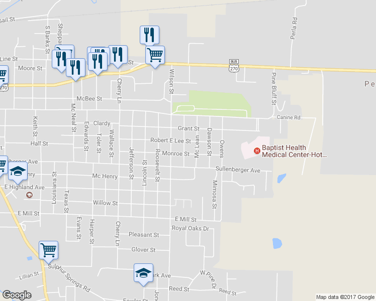 map of restaurants, bars, coffee shops, grocery stores, and more near 1810 Monroe Street in Malvern