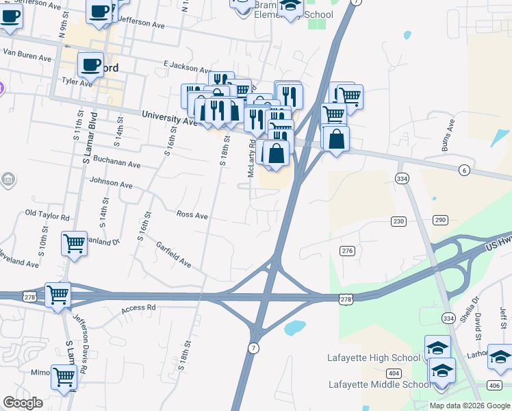 map of restaurants, bars, coffee shops, grocery stores, and more near 100 Fallsgrove Drive in Oxford