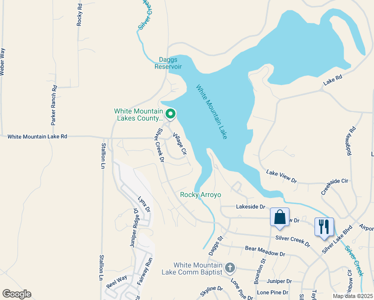 map of restaurants, bars, coffee shops, grocery stores, and more near 1983 Village Circle in Show Low