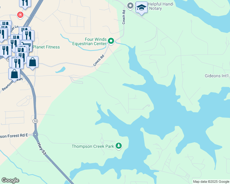 map of restaurants, bars, coffee shops, grocery stores, and more near 783 Elliott Road in Dawsonville