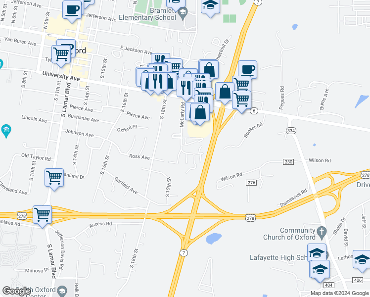 map of restaurants, bars, coffee shops, grocery stores, and more near 100 Fallsgrove Drive in Oxford
