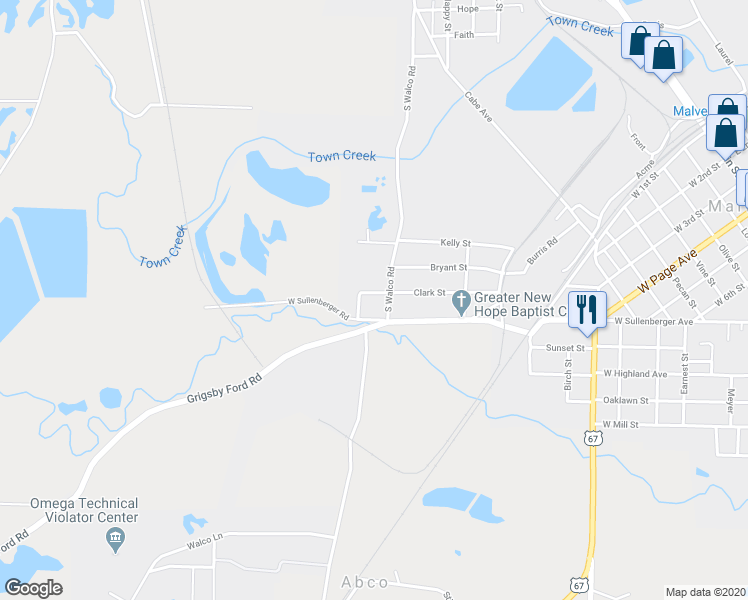 map of restaurants, bars, coffee shops, grocery stores, and more near 1519 Clark Street in Malvern