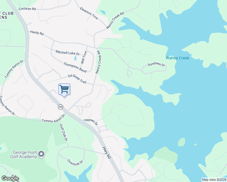 map of restaurants, bars, coffee shops, grocery stores, and more near 3320 Hickory Point in Gainesville