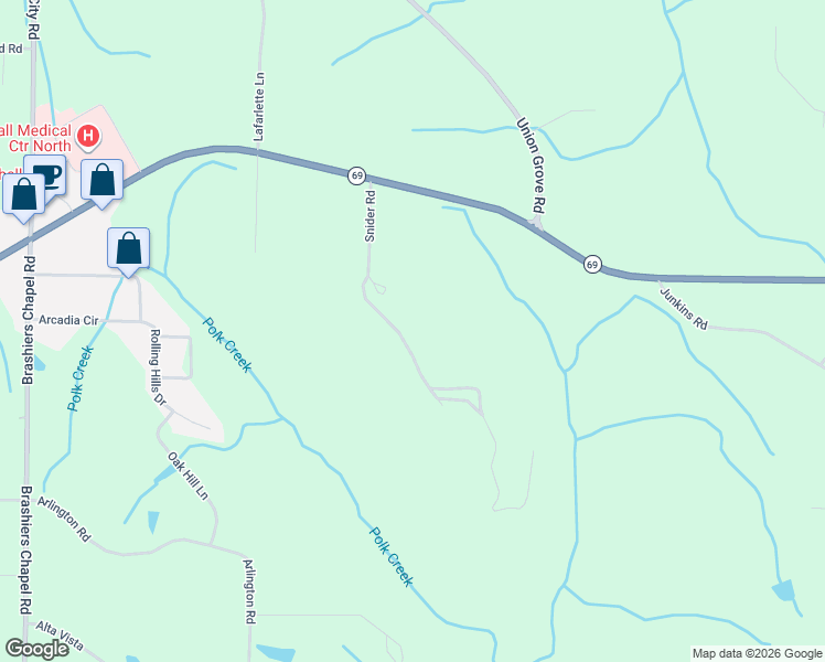 map of restaurants, bars, coffee shops, grocery stores, and more near 251 Snider Road in Guntersville