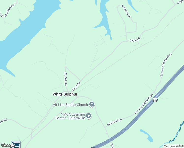 map of restaurants, bars, coffee shops, grocery stores, and more near 3406 Cagle Road in Gainesville