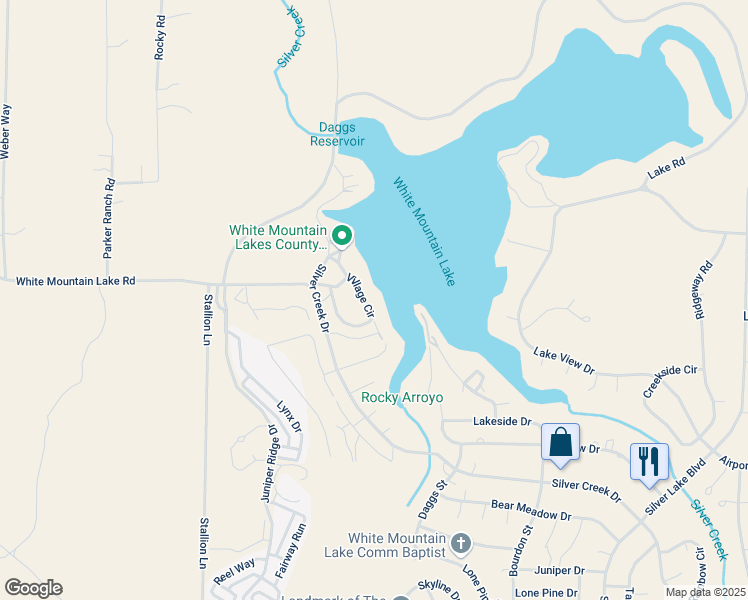 map of restaurants, bars, coffee shops, grocery stores, and more near 1983 Village Circle in Show Low