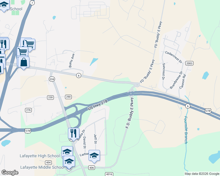 map of restaurants, bars, coffee shops, grocery stores, and more near Highway 6 in Oxford