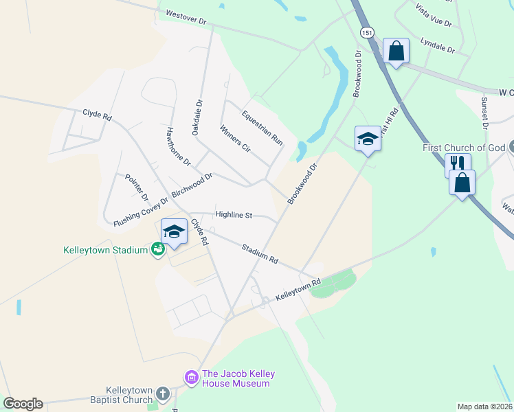 map of restaurants, bars, coffee shops, grocery stores, and more near 2505 Highline Street in Hartsville