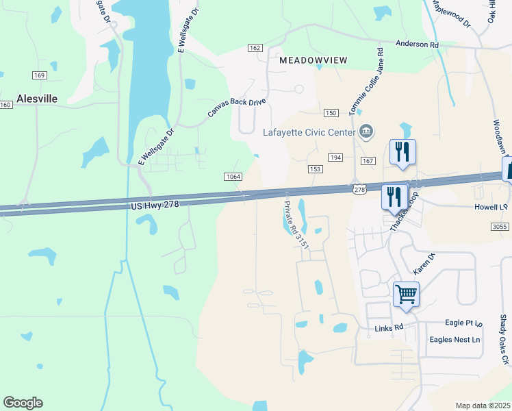 map of restaurants, bars, coffee shops, grocery stores, and more near 97 Ricky D Britt Sr Boulevard in Oxford