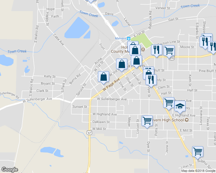 map of restaurants, bars, coffee shops, grocery stores, and more near 519 W Page Ave in Malvern