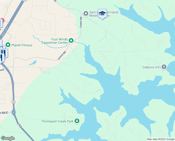 map of restaurants, bars, coffee shops, grocery stores, and more near 330 Lake Drive in Dawsonville