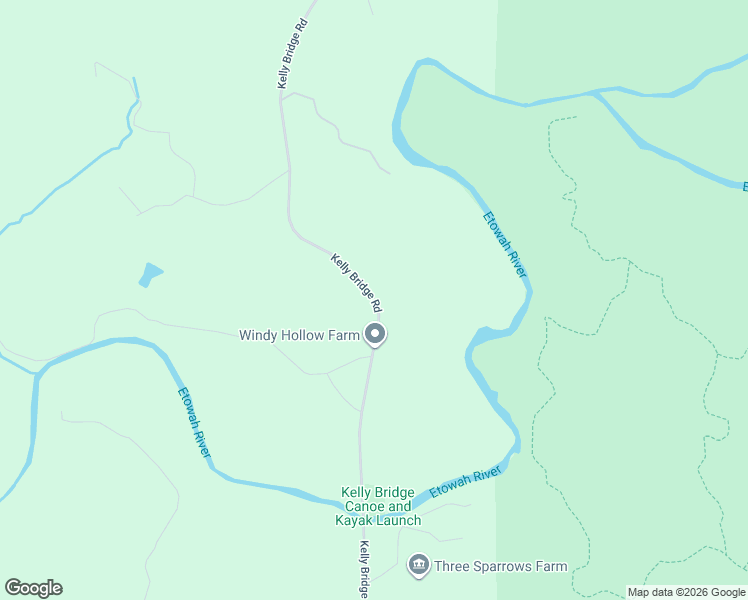 map of restaurants, bars, coffee shops, grocery stores, and more near Kelly Bridge Road in Dawson County