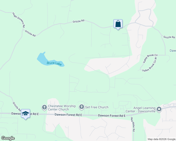 map of restaurants, bars, coffee shops, grocery stores, and more near 863 Mayapple Glen in Dawsonville