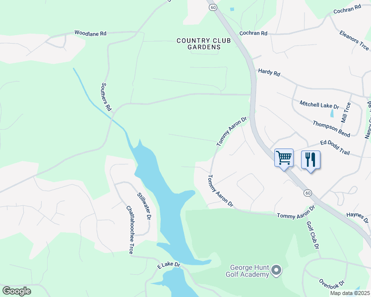 map of restaurants, bars, coffee shops, grocery stores, and more near 3545 Greystone Road in Gainesville