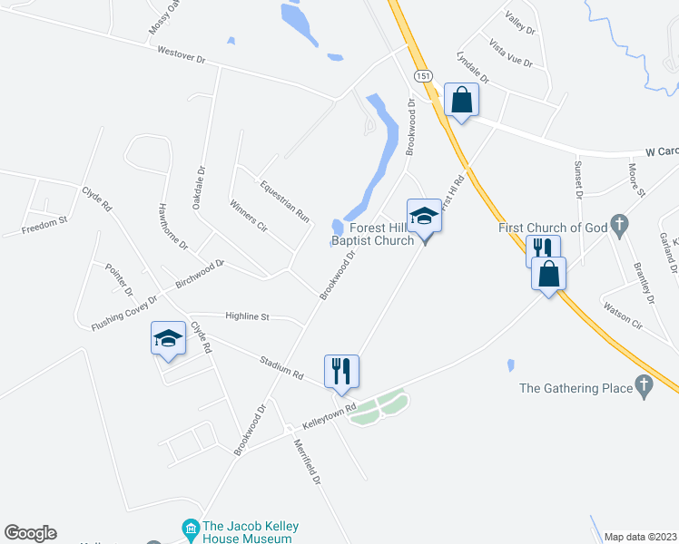 map of restaurants, bars, coffee shops, grocery stores, and more near 307 Brookwood Drive in Hartsville