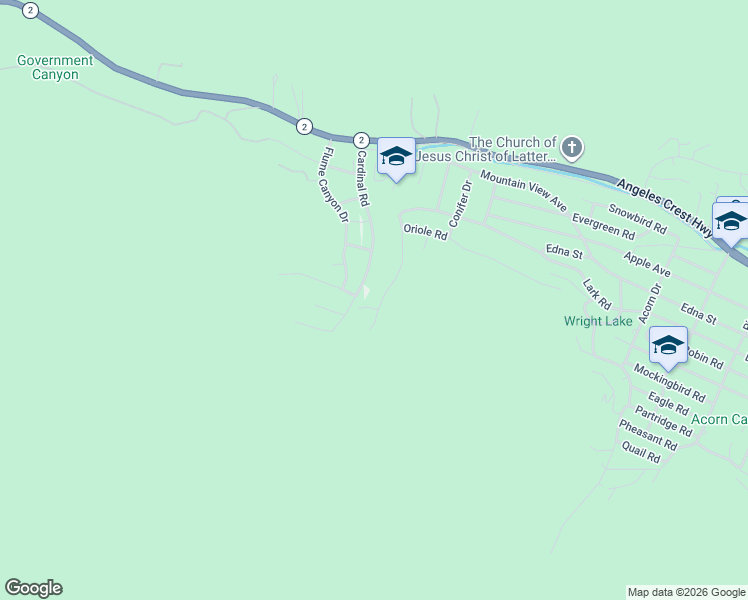 map of restaurants, bars, coffee shops, grocery stores, and more near 460 Lark Drive in Wrightwood