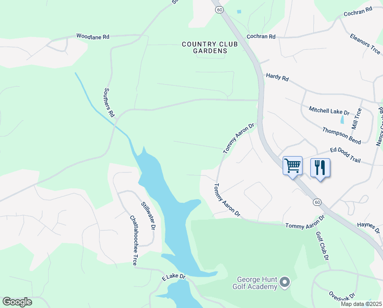 map of restaurants, bars, coffee shops, grocery stores, and more near 3545 Greystone Road in Gainesville