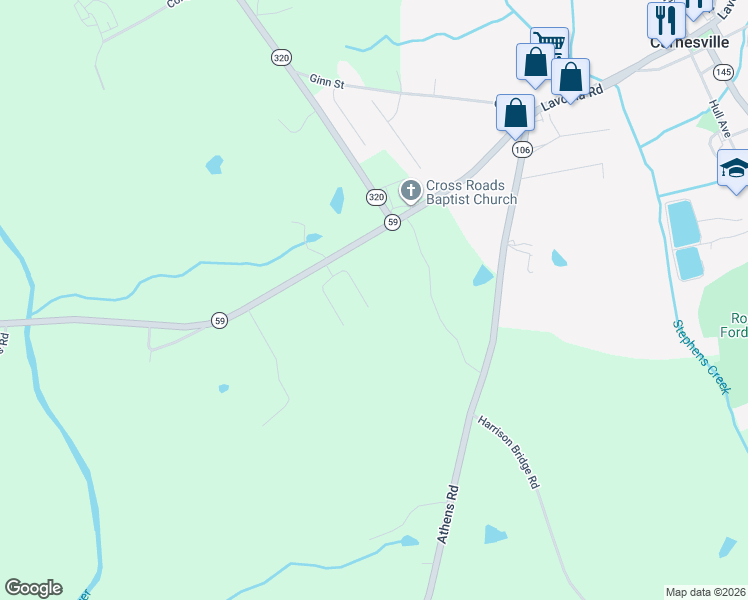 map of restaurants, bars, coffee shops, grocery stores, and more near 131 Summit Lane in Carnesville