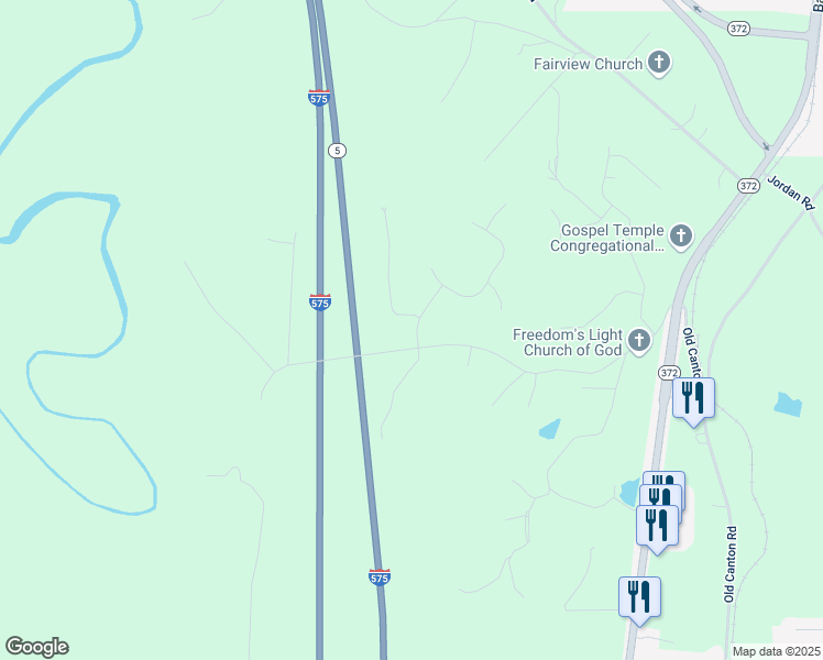map of restaurants, bars, coffee shops, grocery stores, and more near 203 Woods Circle in Ball Ground