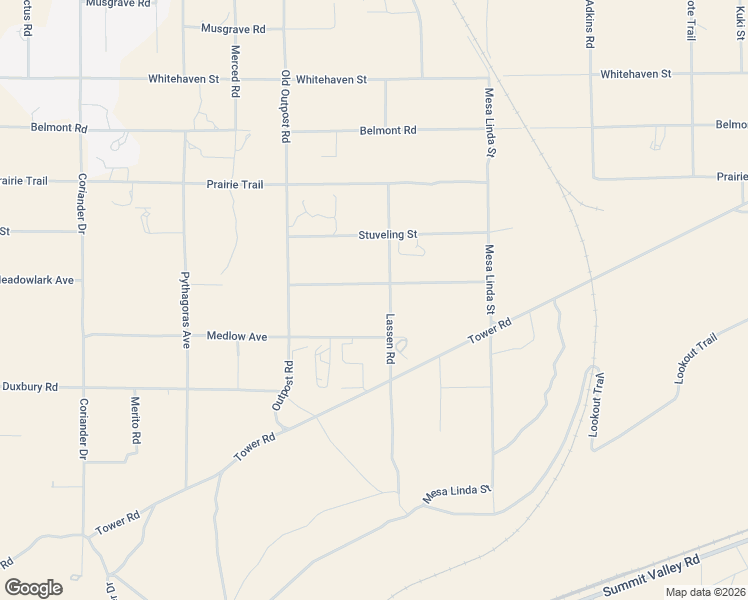 map of restaurants, bars, coffee shops, grocery stores, and more near 6070 Lassen Road in Hesperia