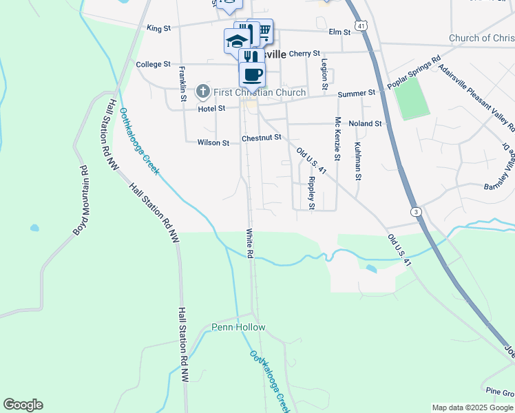 map of restaurants, bars, coffee shops, grocery stores, and more near 324 South Main Street in Adairsville