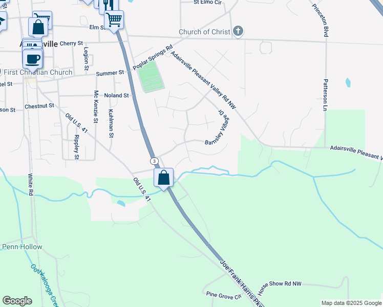 map of restaurants, bars, coffee shops, grocery stores, and more near 10 Madison Lane in Adairsville
