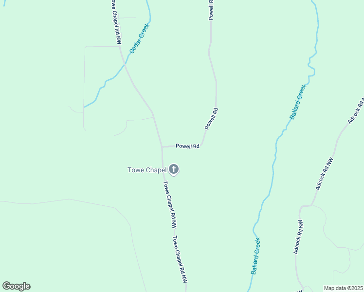 map of restaurants, bars, coffee shops, grocery stores, and more near Powell Road Northwest in Bartow County