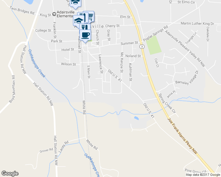 map of restaurants, bars, coffee shops, grocery stores, and more near 126 Ripley Avenue in Adairsville