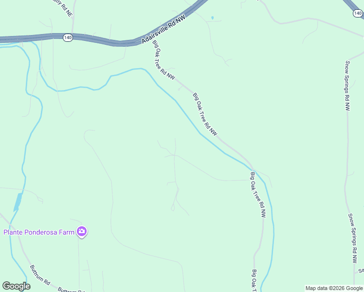 map of restaurants, bars, coffee shops, grocery stores, and more near 26 Plantation Road Northwest in Adairsville