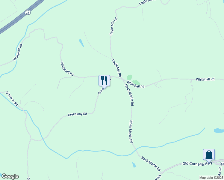 map of restaurants, bars, coffee shops, grocery stores, and more near 4356 Greenway Road in Lula