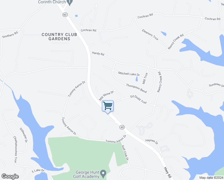 map of restaurants, bars, coffee shops, grocery stores, and more near 3485 Mill Stone Drive in Gainesville
