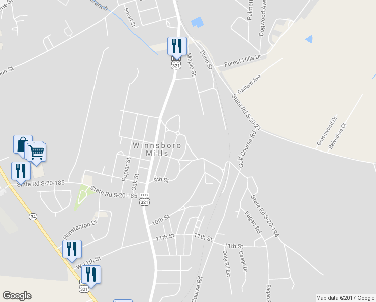 map of restaurants, bars, coffee shops, grocery stores, and more near 215 Elm Street in Winnsboro