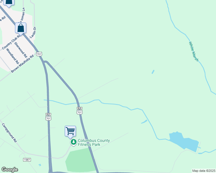 map of restaurants, bars, coffee shops, grocery stores, and more near 286 Dogwood Lane in Whiteville