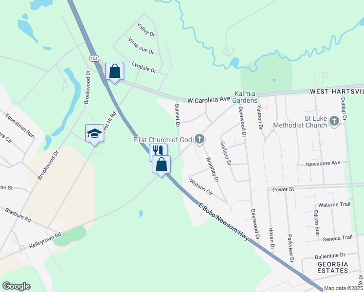 map of restaurants, bars, coffee shops, grocery stores, and more near 1828 Kelleytown Road in Hartsville