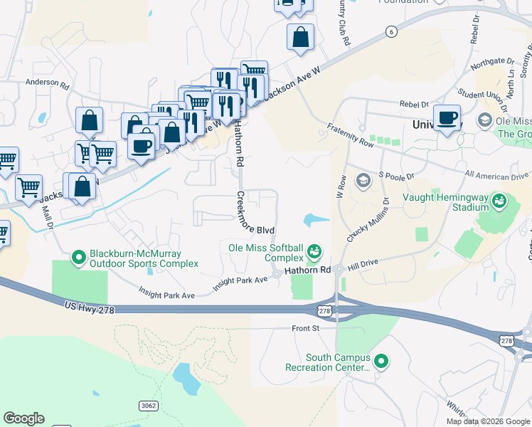 map of restaurants, bars, coffee shops, grocery stores, and more near 548 Cedar Street in Oxford