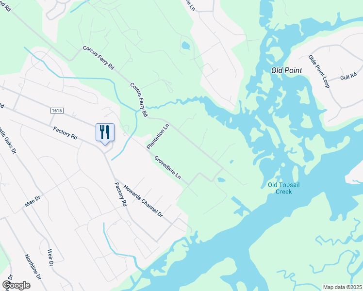 map of restaurants, bars, coffee shops, grocery stores, and more near 1456 Corcus Ferry Road in Hampstead
