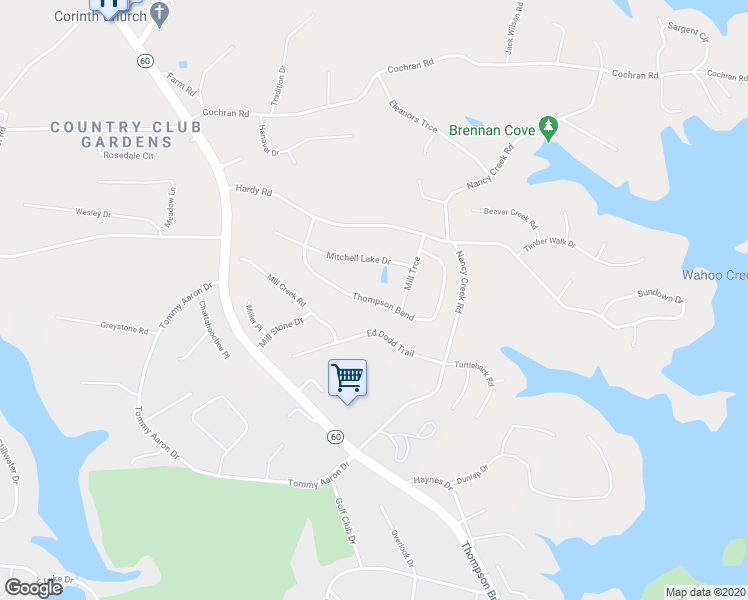 map of restaurants, bars, coffee shops, grocery stores, and more near 3553 Thompson Bend in Gainesville